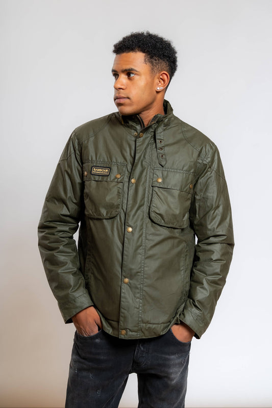 Giacca Winter Merton Wax in Cotone Cerato Verde