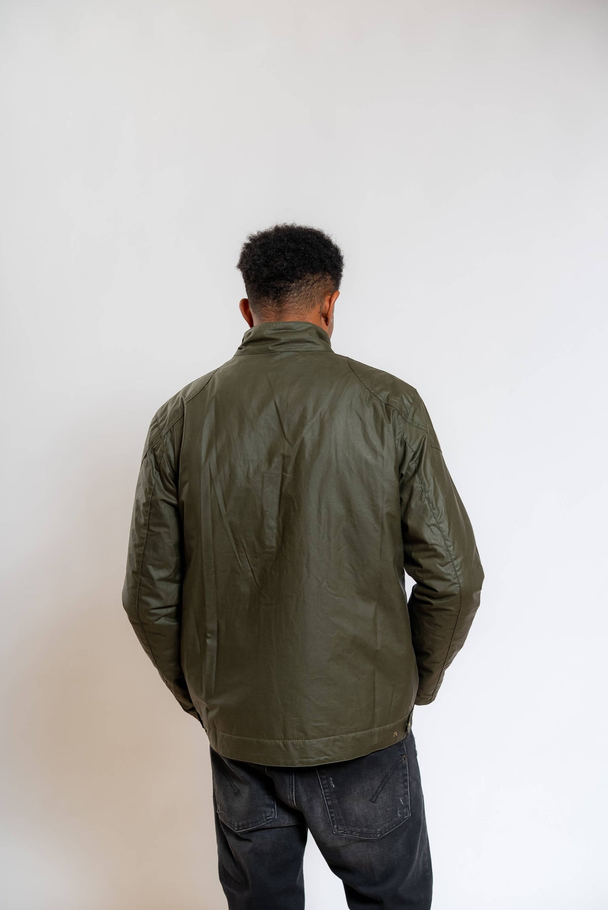 Giacca Winter Merton Wax in Cotone Cerato Verde