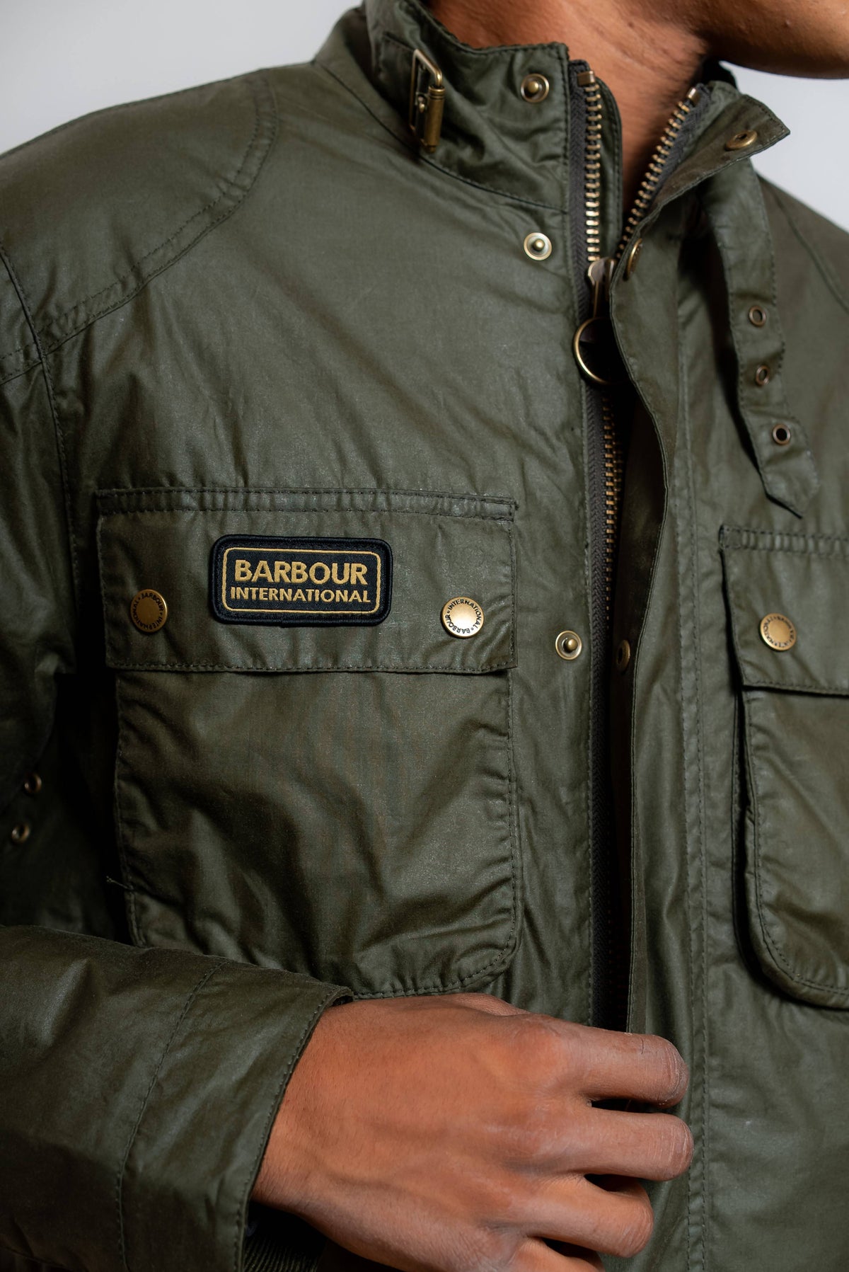 Giacca Winter Merton Wax in Cotone Cerato Verde