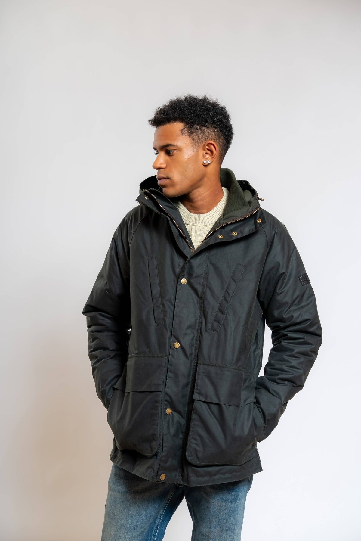 Giubbino Oakdale Waxed in Cotone Cerato Verde