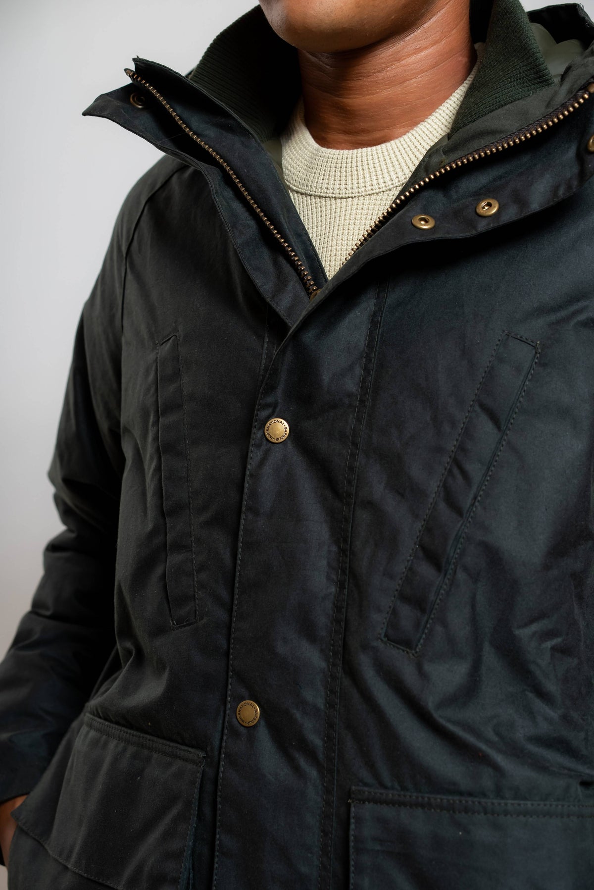 Giubbino Oakdale Waxed in Cotone Cerato Verde
