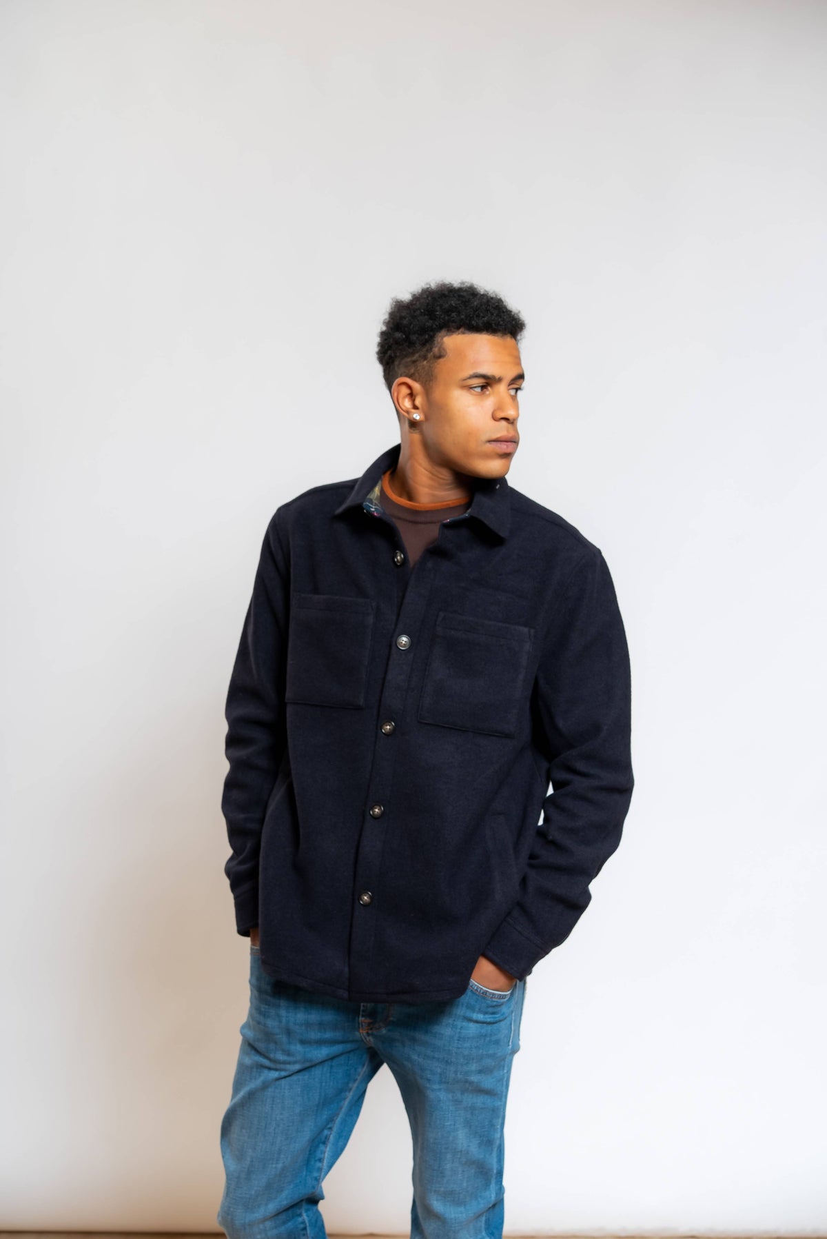 Overshirt Marltown in Misto Lana Blu