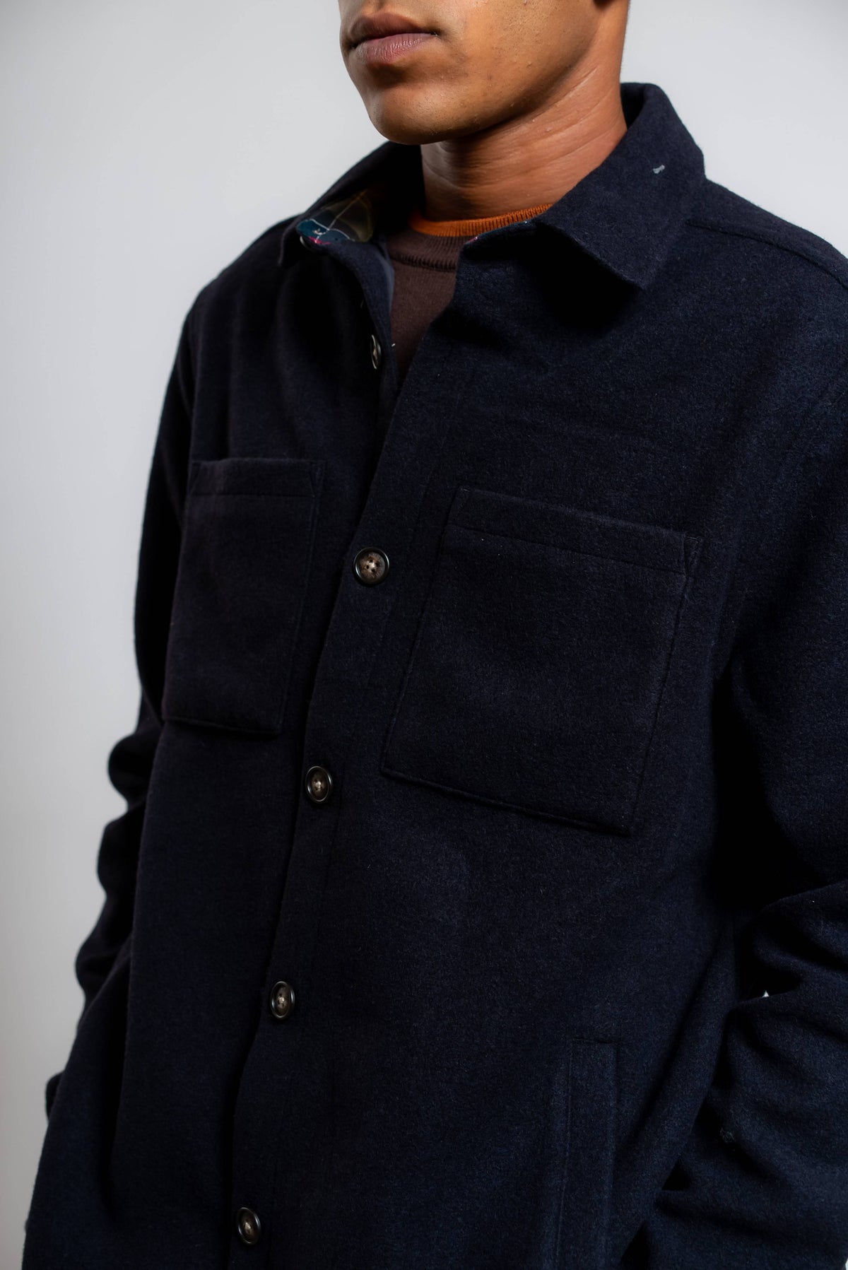 Overshirt Marltown in Misto Lana Blu