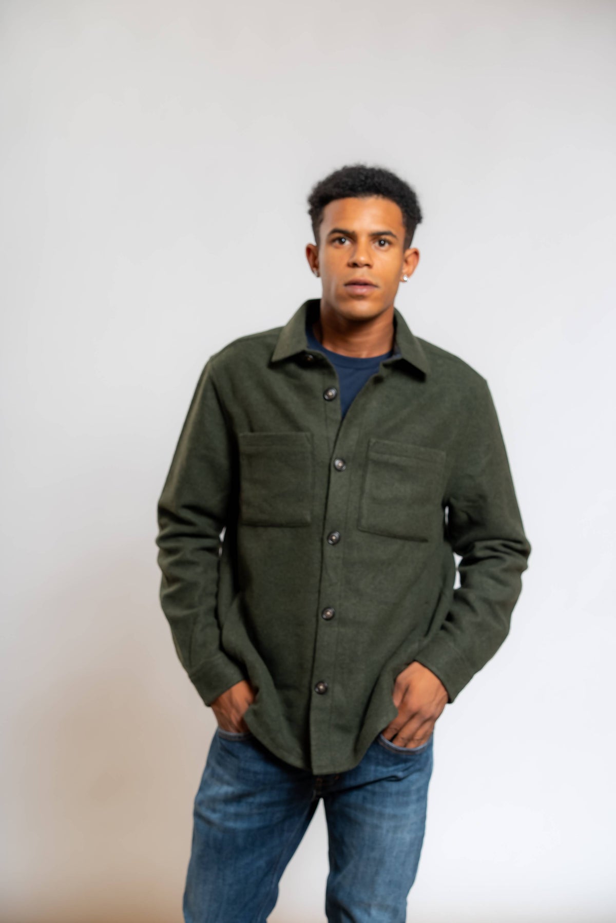 Overshirt Marltown in Misto Lana Verde
