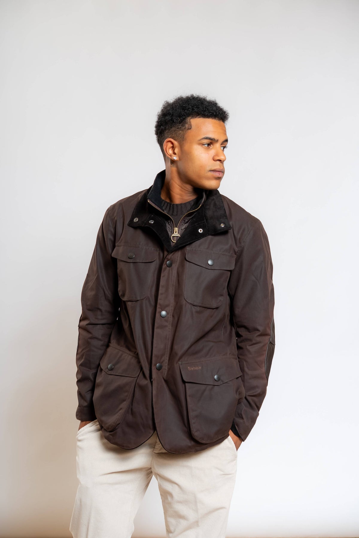 Giacca Ogston in Cotone Cerato Marrone