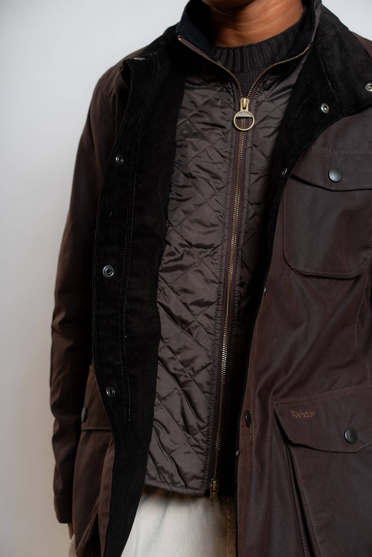 Giacca Ogston in Cotone Cerato Marrone