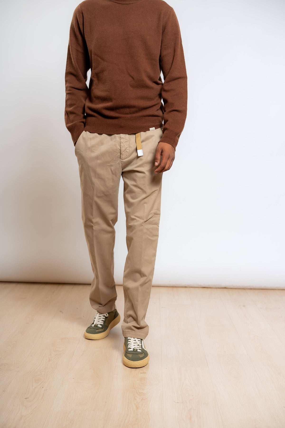 Pantalone Greg in Misto Cotone Beige