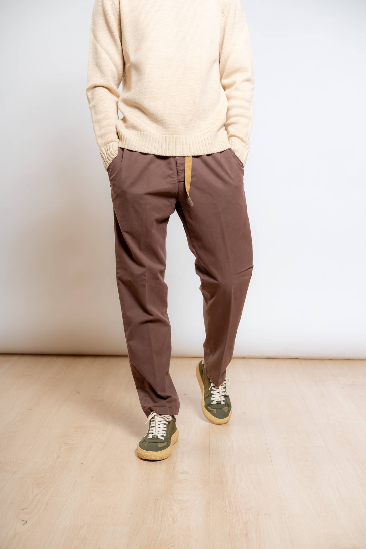 Pantalone Greg in Misto Cotone Marrone