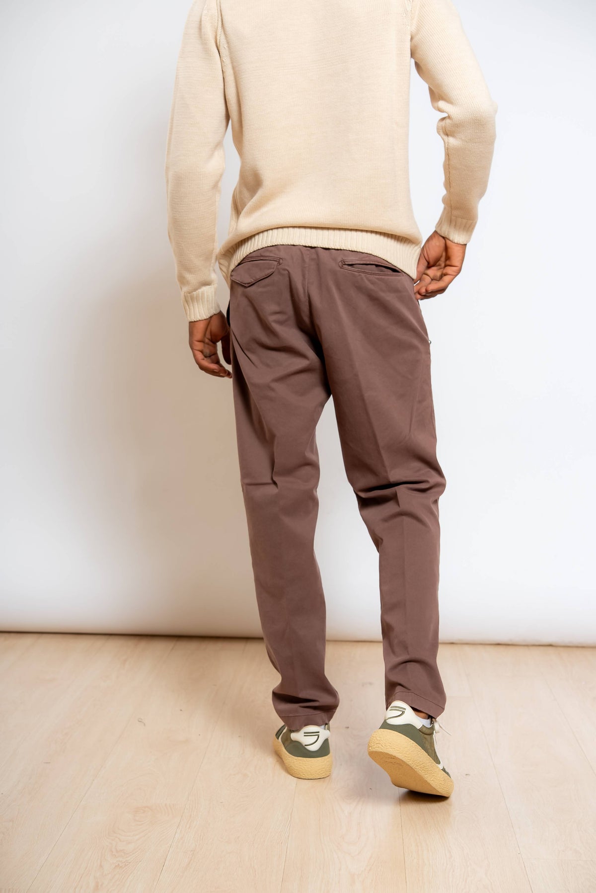 Pantalone Greg in Misto Cotone Marrone