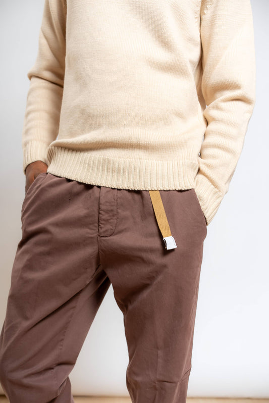 Pantalone Greg in Misto Cotone Marrone