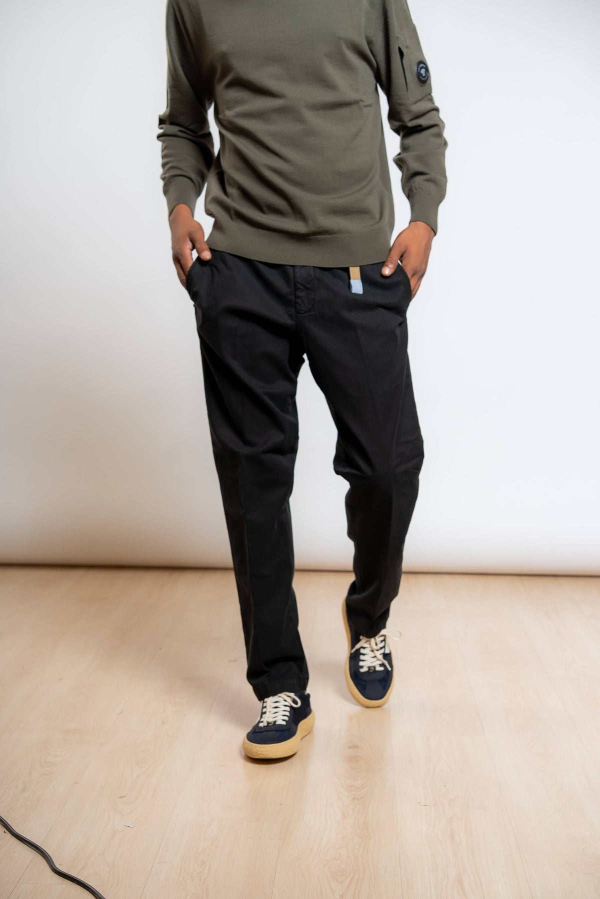 Pantalone Greg in Misto Cotone Nero