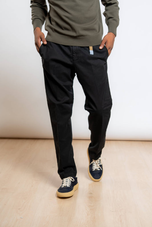 Pantalone Greg in Misto Cotone Nero