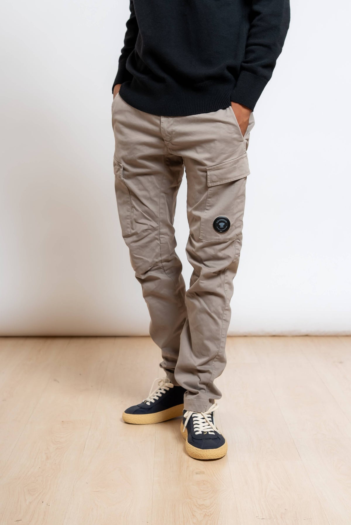 Pantalone Cargo Stretch Sateen in Cotone Beige