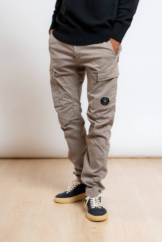 Pantalone Cargo Stretch Sateen in Cotone Beige