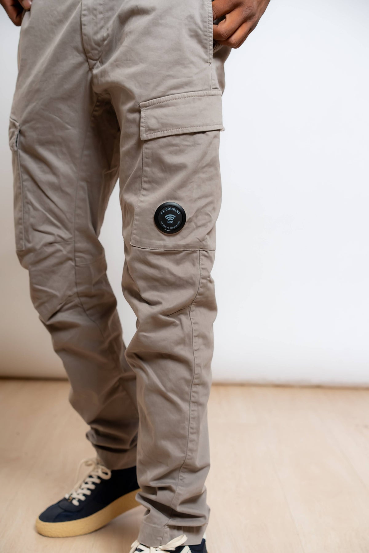 Pantalone Cargo Stretch Sateen in Cotone Beige
