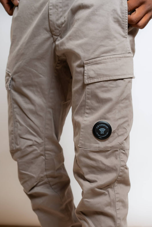 Pantalone Cargo Stretch Sateen in Cotone Beige
