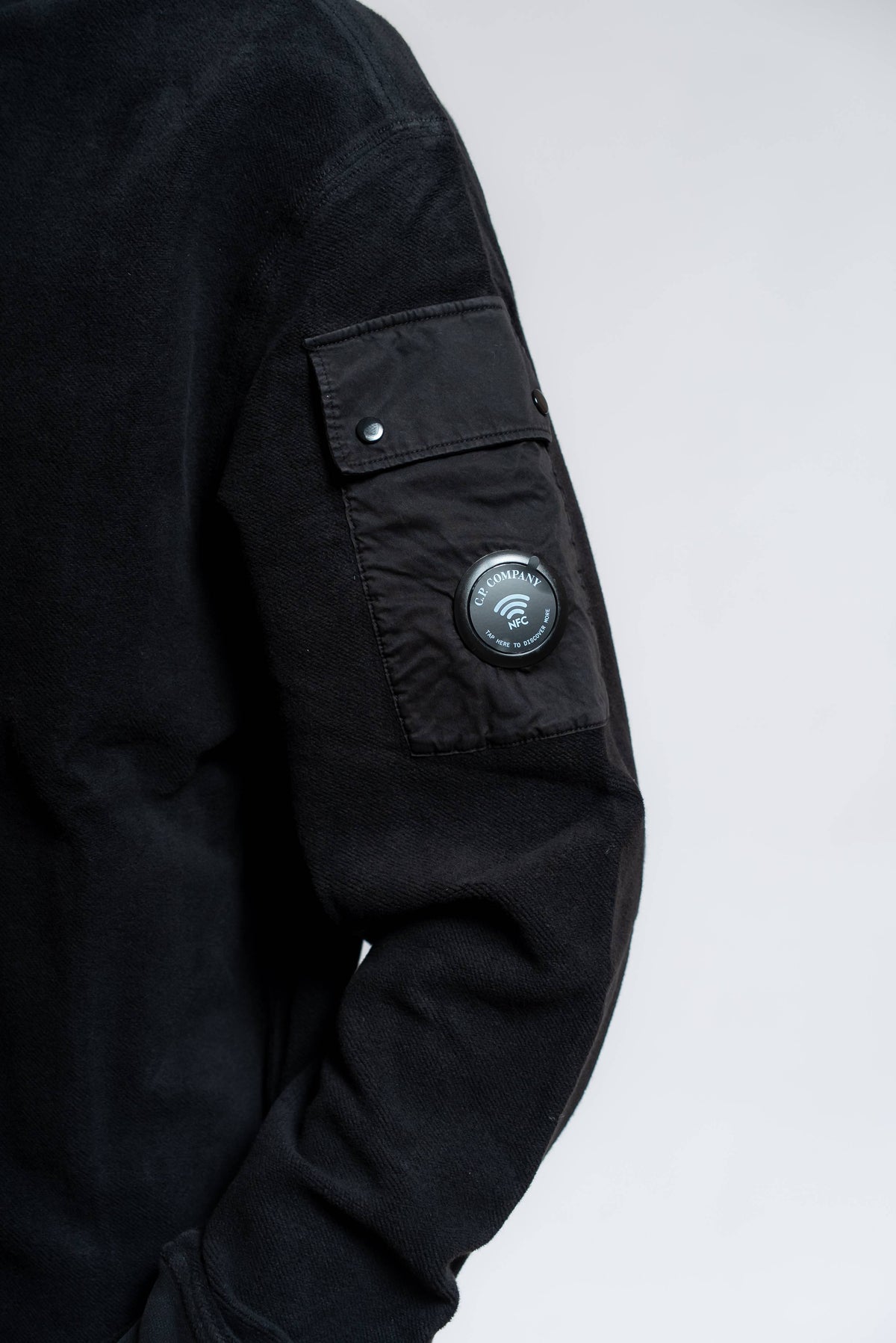 Felpa Brushed Emerized Diagonal Fleece in Cotone Nero