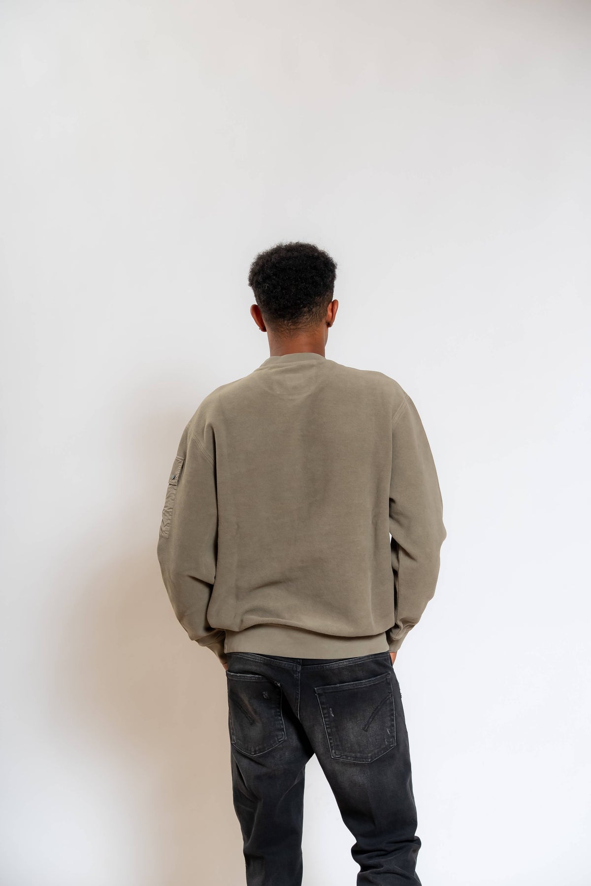 Felpa Brushed Emerized Diagonal Fleece in Cotone Verde