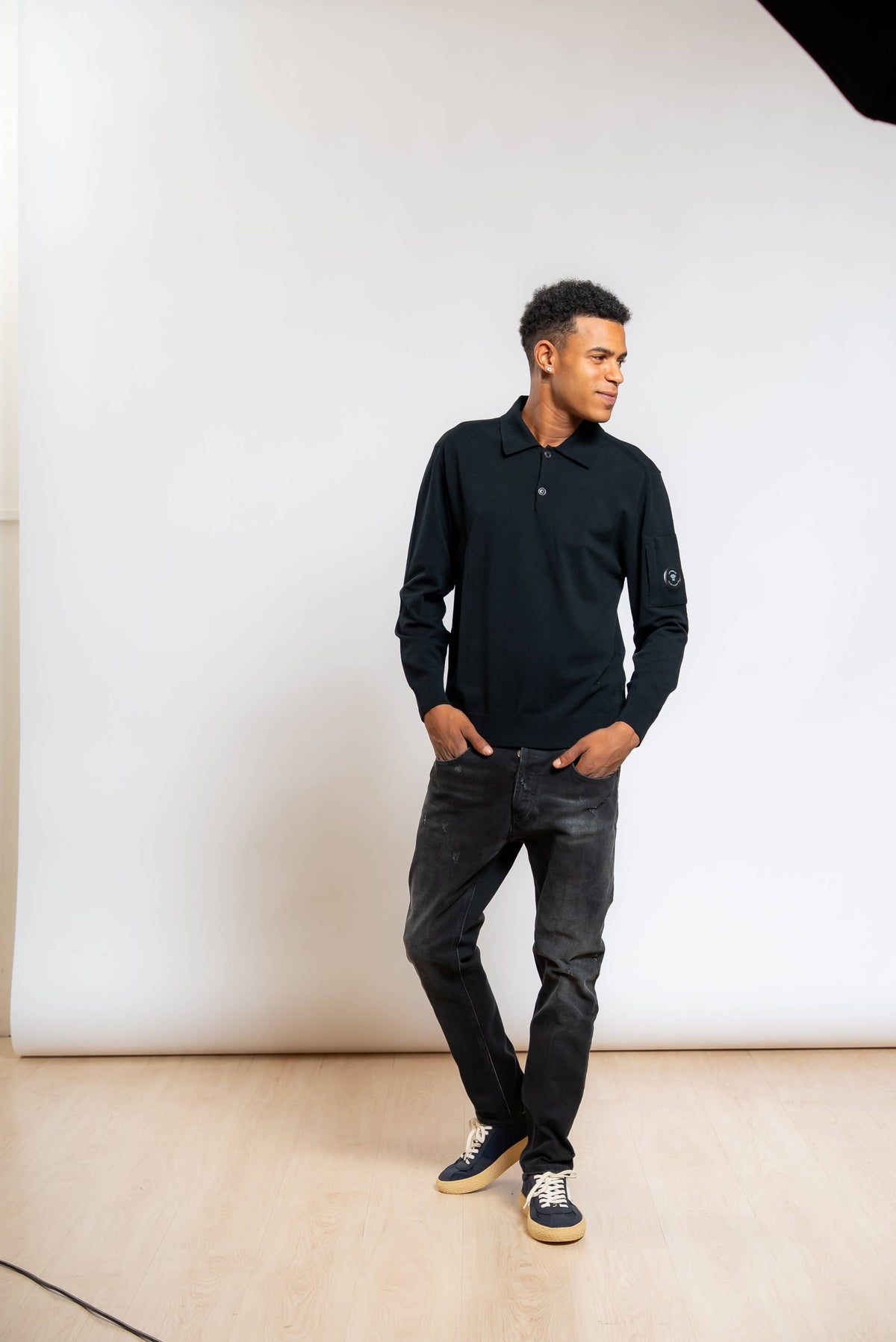 Polo in Lana Merino Nera