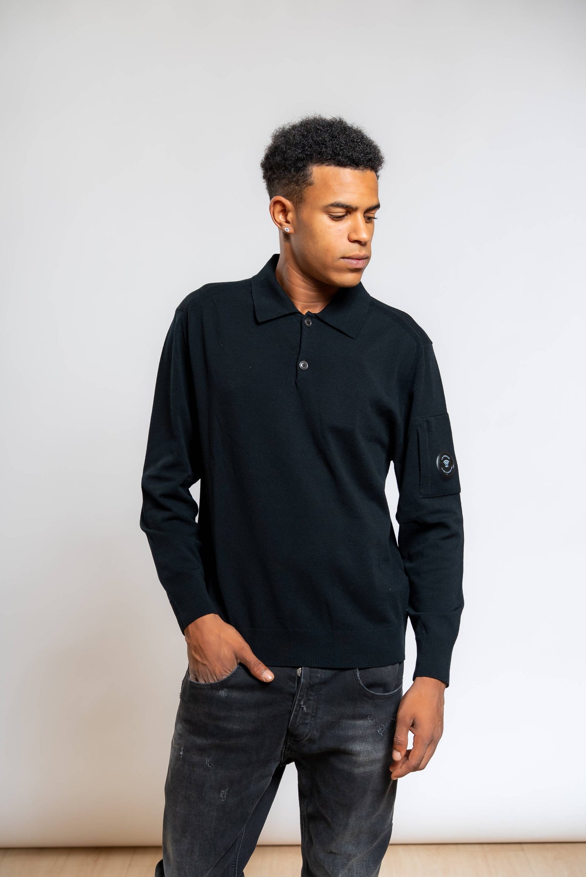 Polo in Lana Merino Nera
