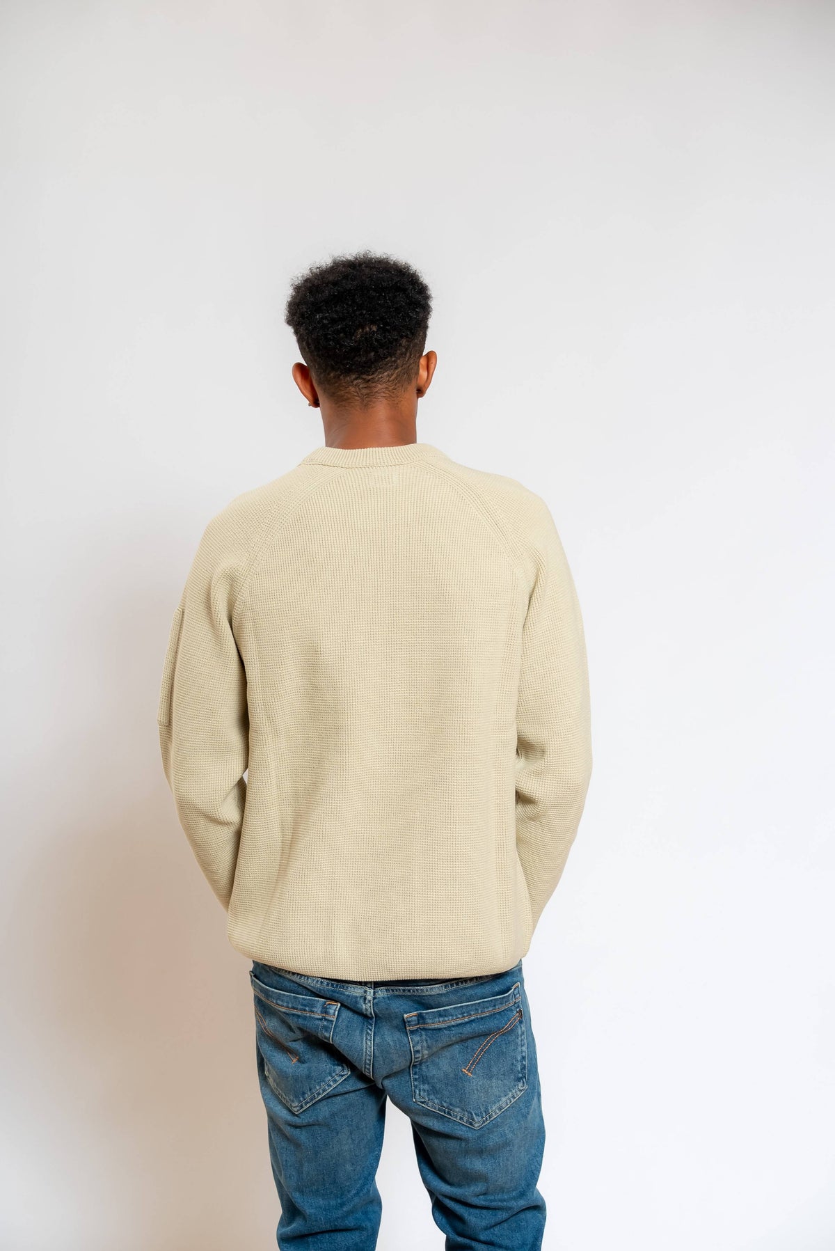 Maglione Waffle Knit in Cotone Beige