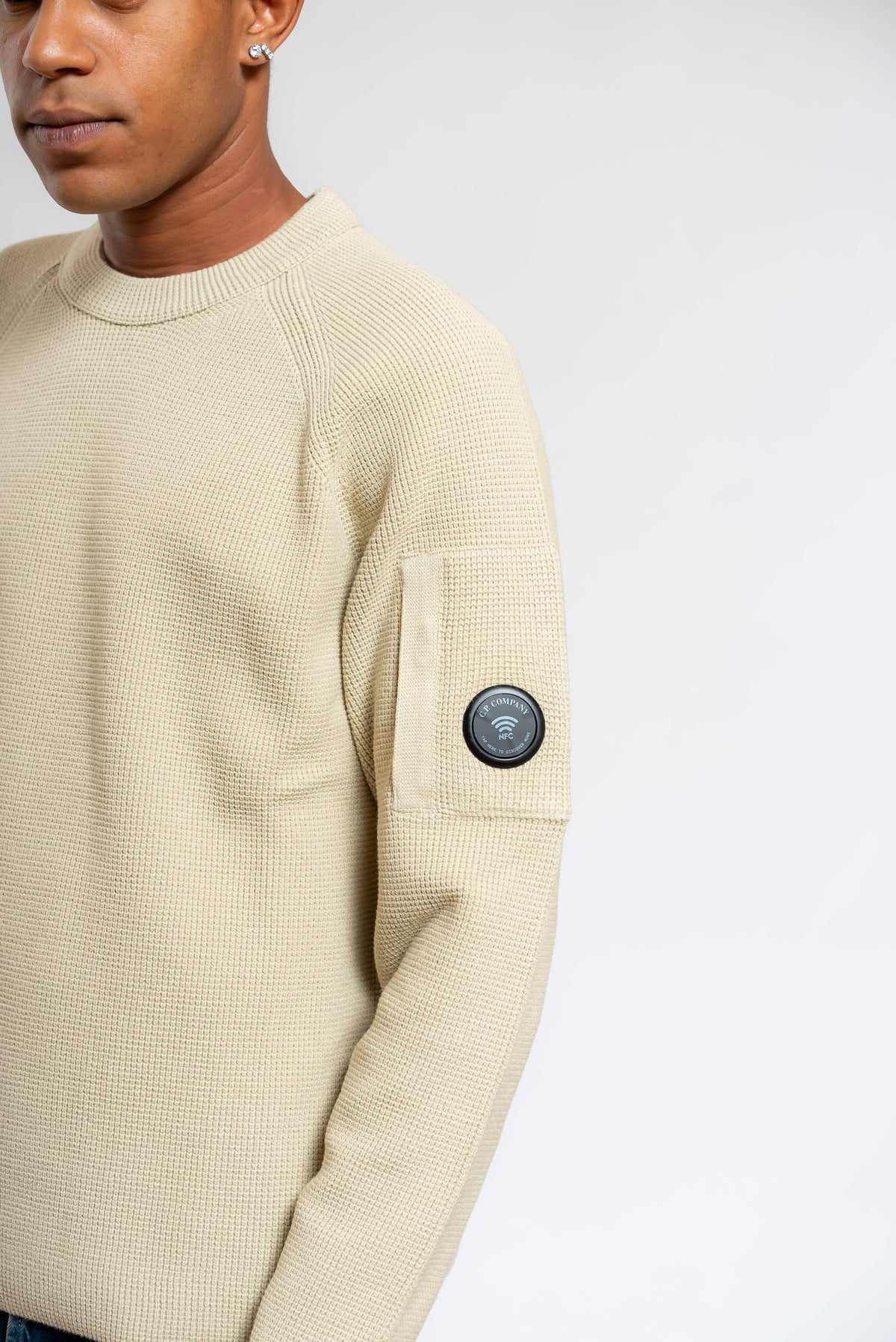 Maglione Waffle Knit in Cotone Beige