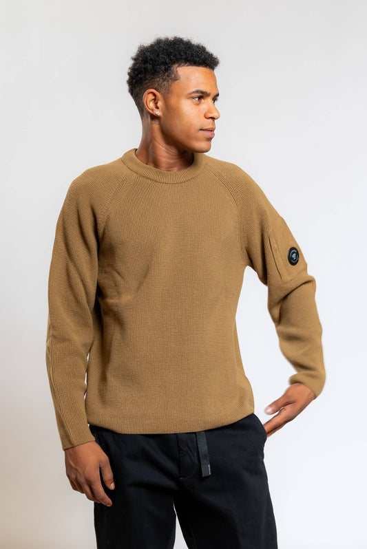 Maglione Waffle Knit in Cotone Marrone