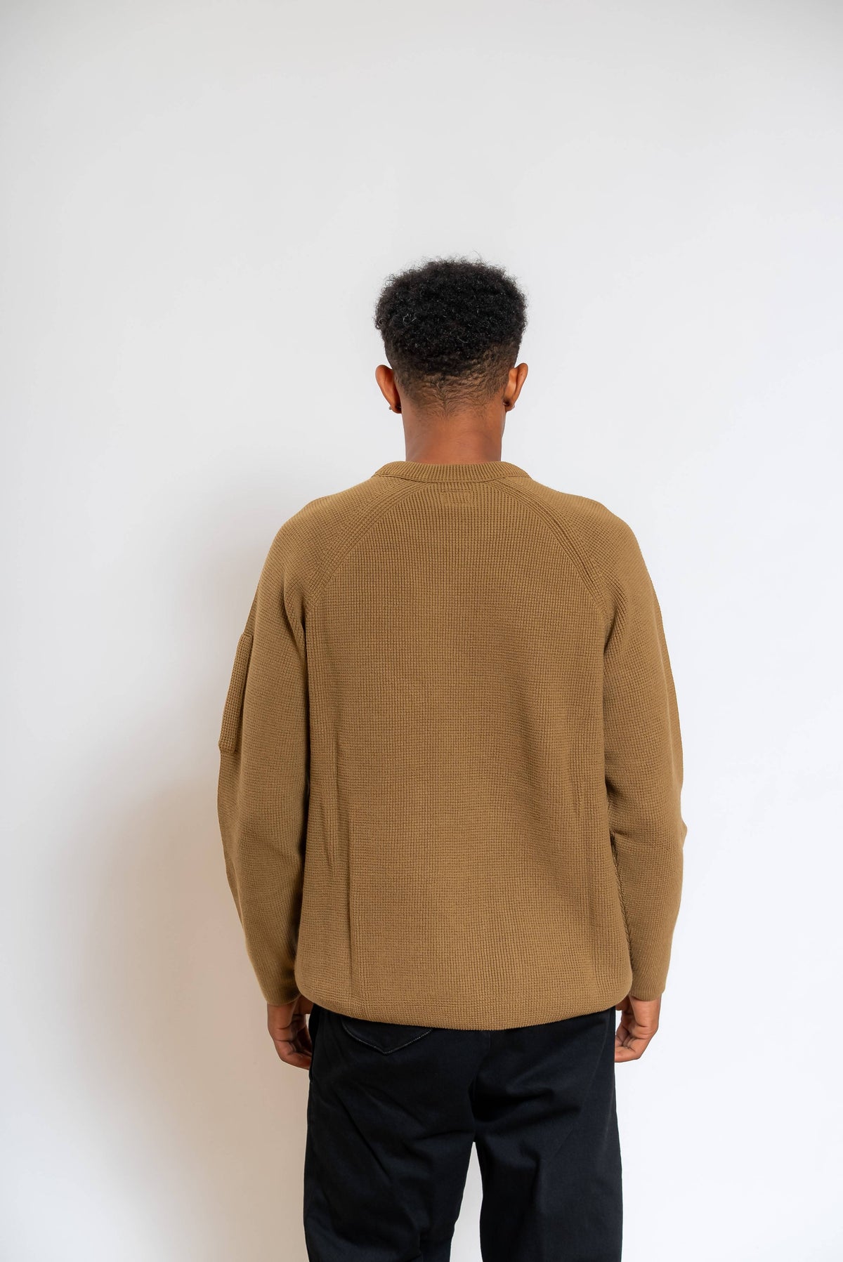 Maglione Waffle Knit in Cotone Marrone