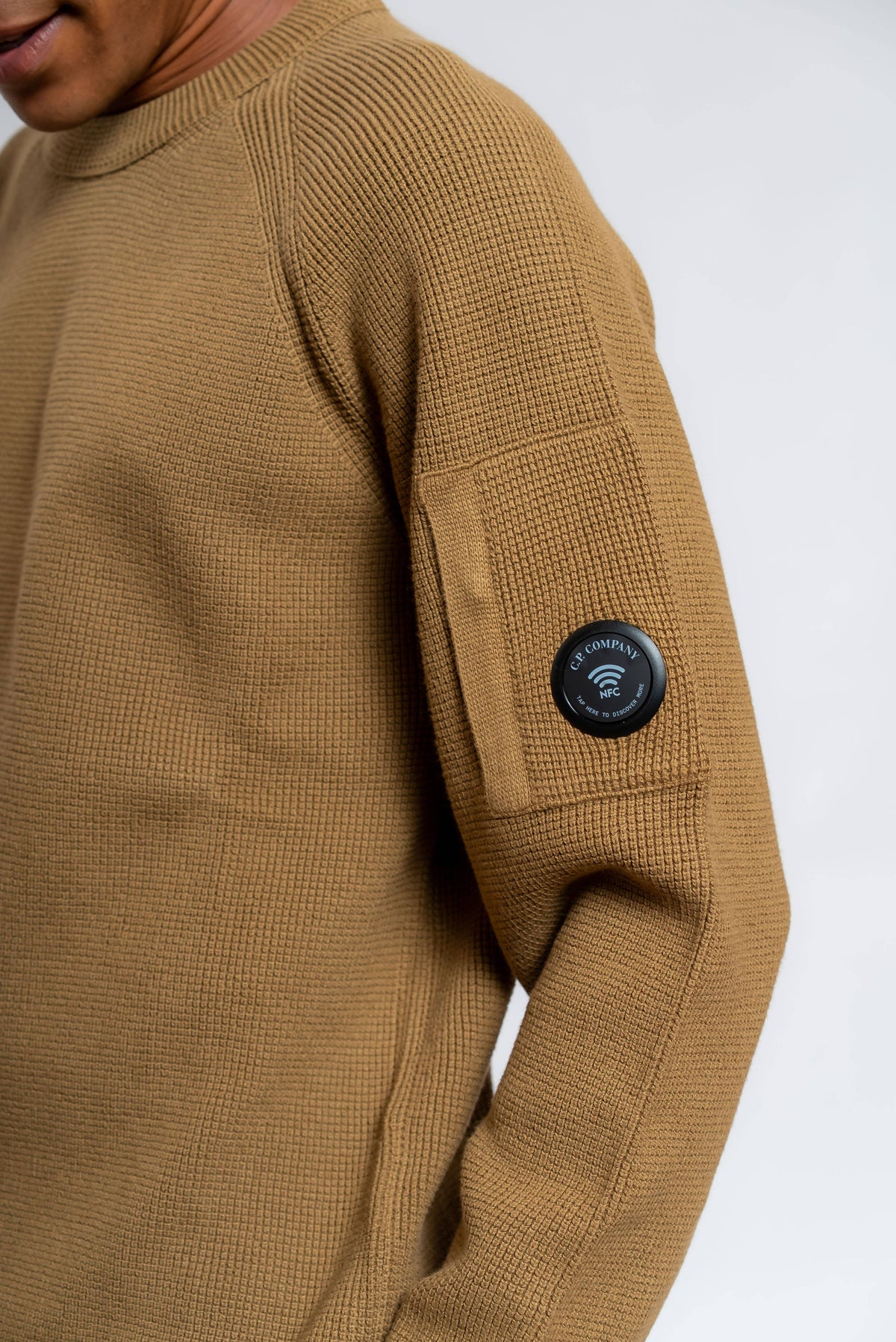 Maglione Waffle Knit in Cotone Marrone