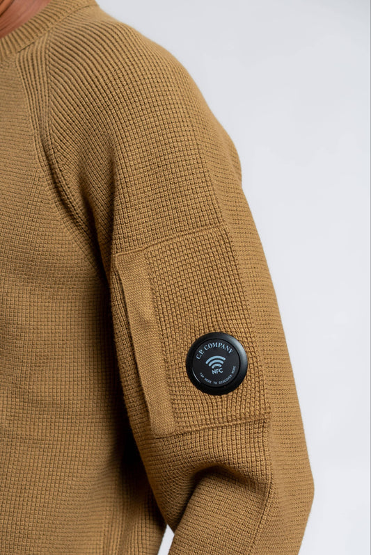 Maglione Waffle Knit in Cotone Marrone