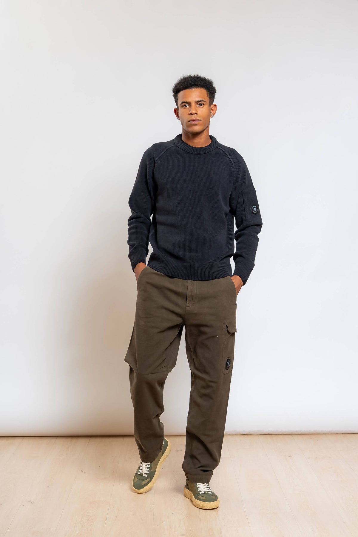 Maglione Chenille in Cotone Blu