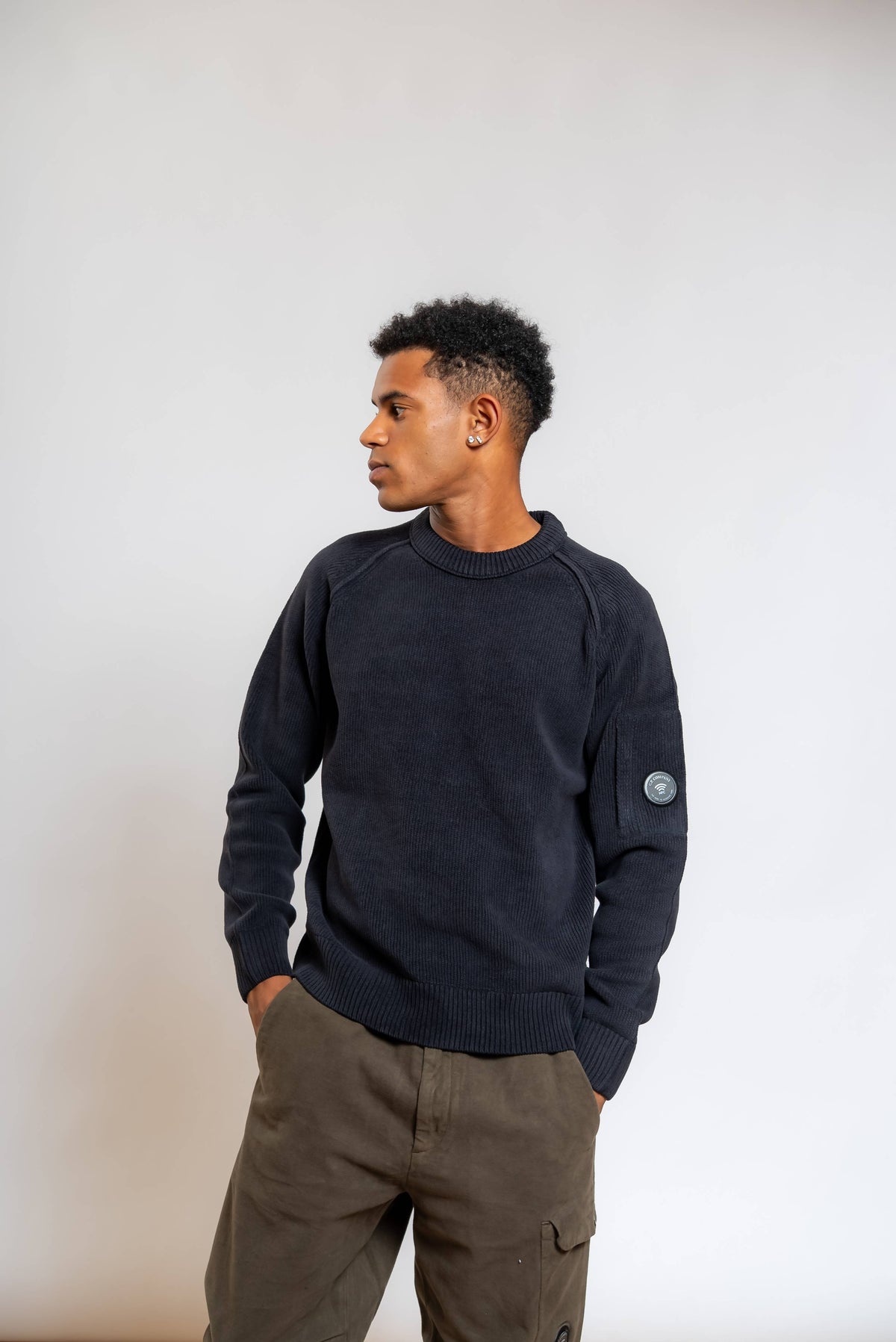 Maglione Chenille in Cotone Blu