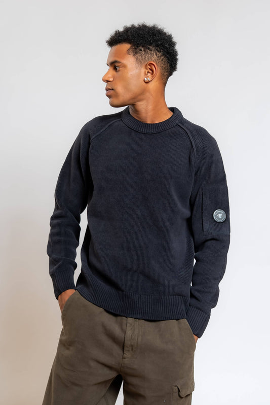 Maglione Chenille in Cotone Blu