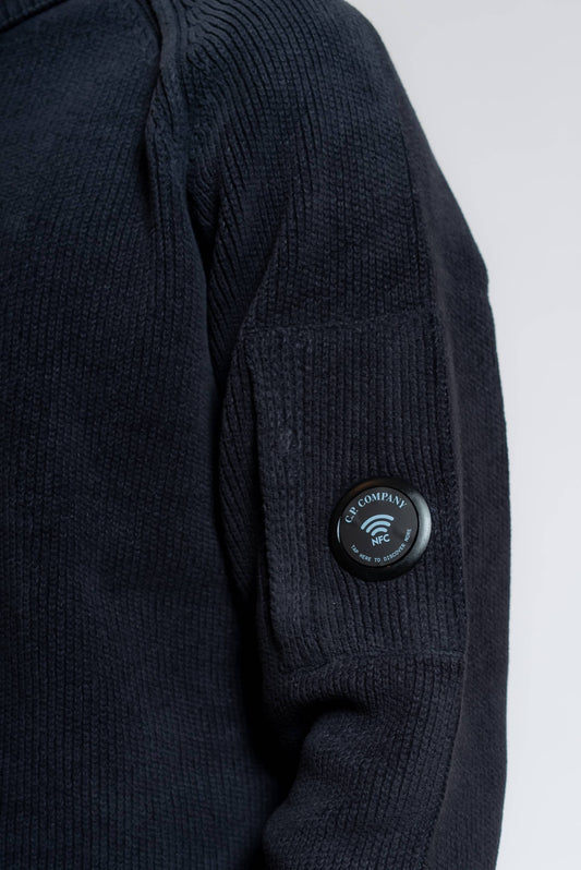 Maglione Chenille in Cotone Blu