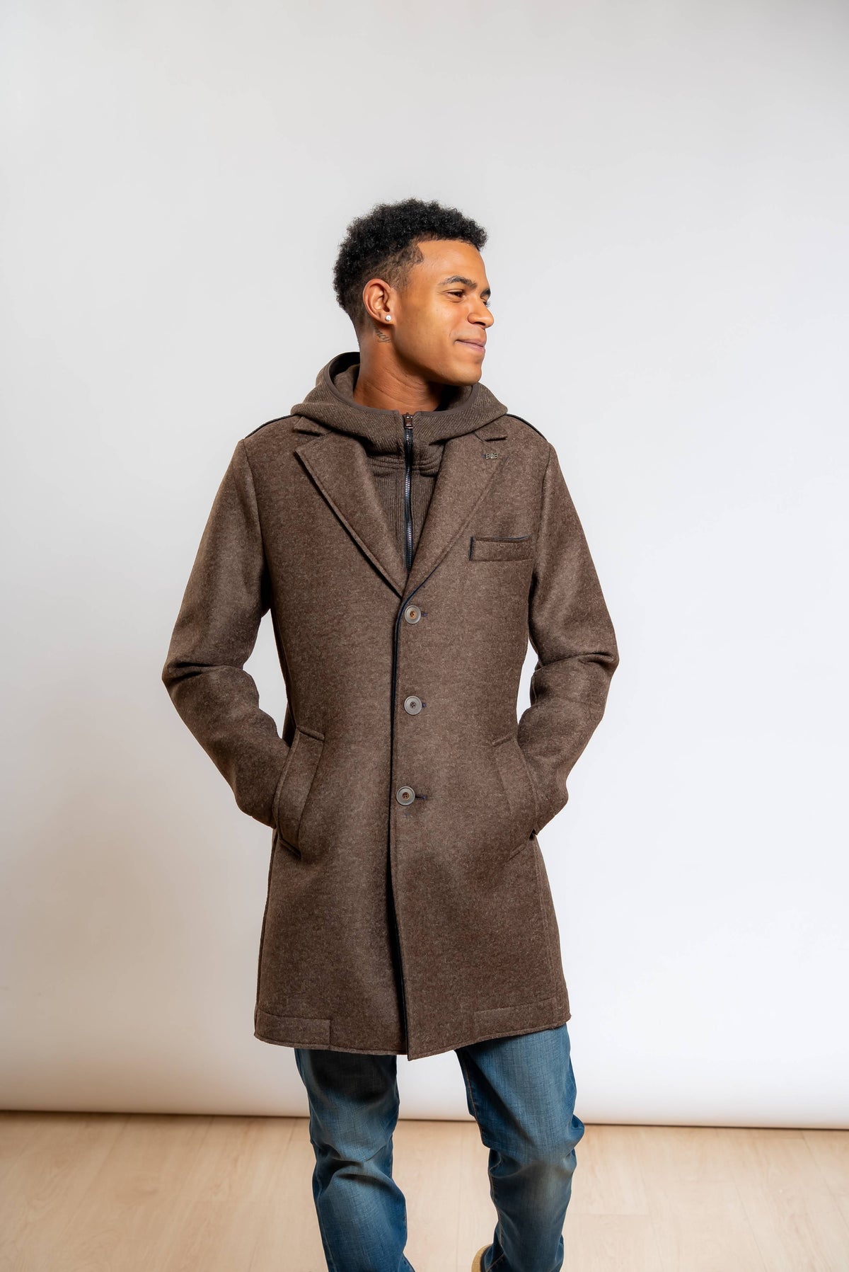 Cappotto Andy in Neoprene Marrone