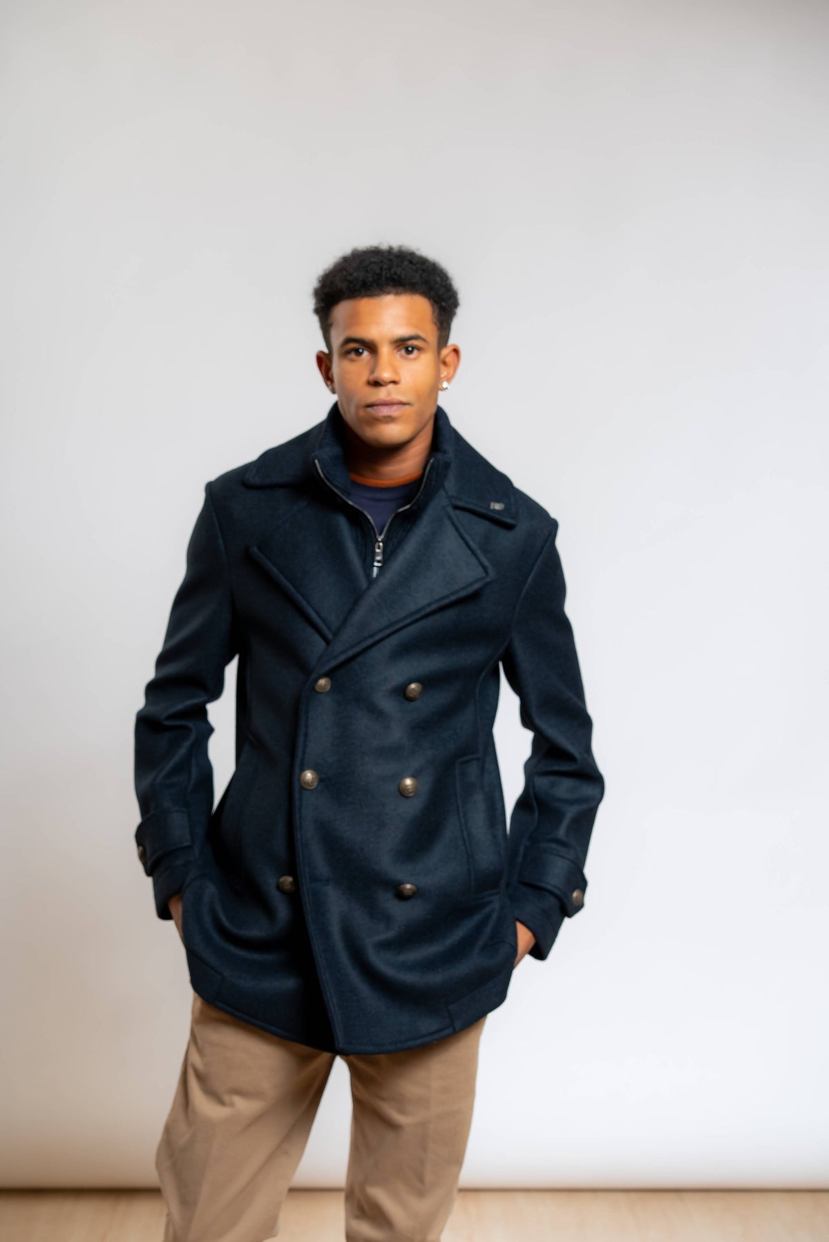Cappotto Simon Doppiopetto con Pettorina Blu