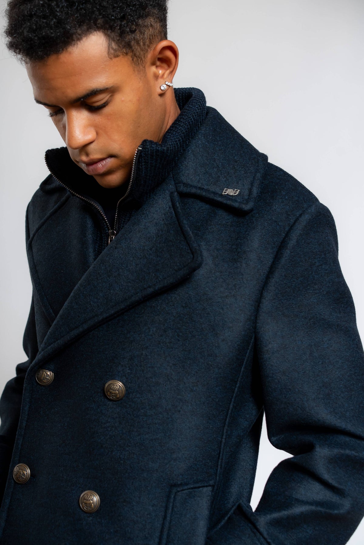 Cappotto Simon Doppiopetto con Pettorina Blu