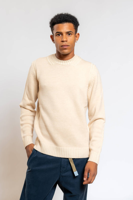 Maglione a Girocollo in Lana Beige