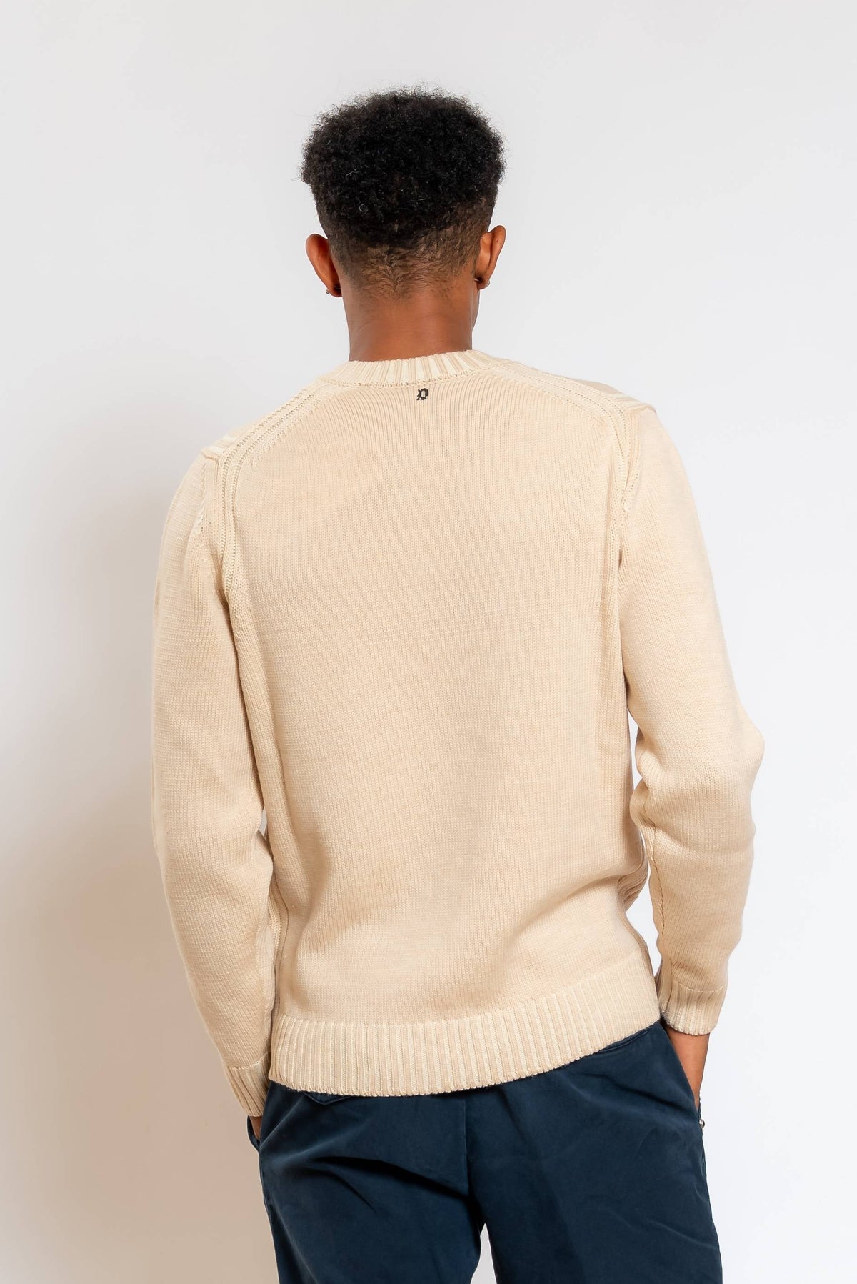 Maglione a Girocollo in Lana Beige