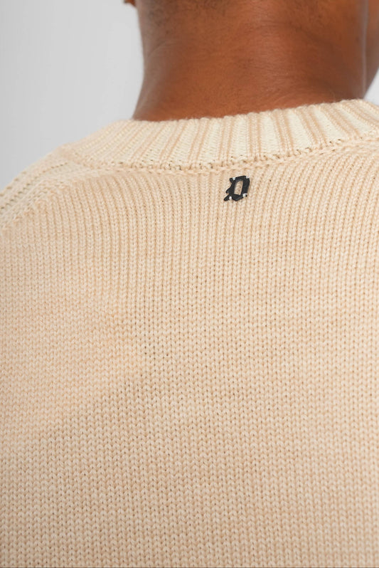 Maglione a Girocollo in Lana Beige
