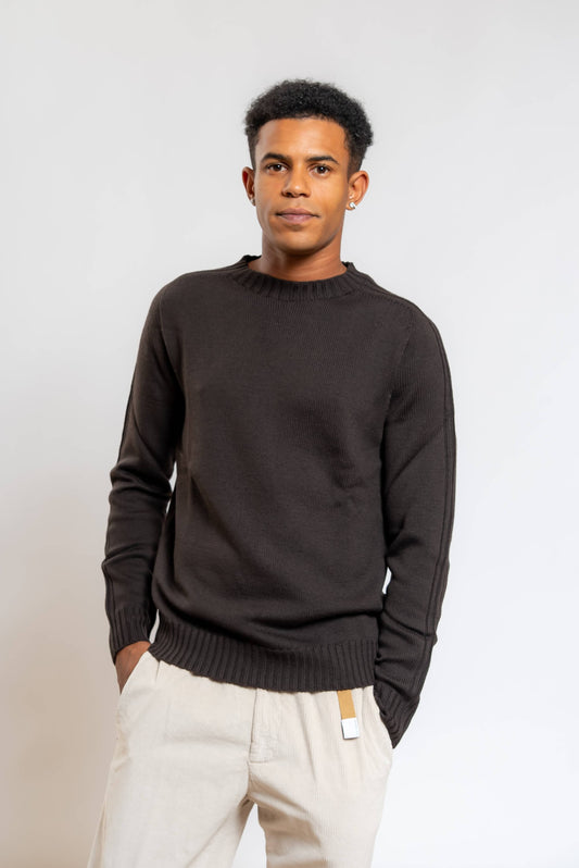 Maglione in Lana Marrone con Lavorazione