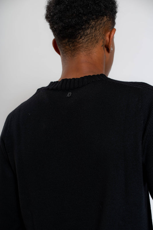 Maglione in Lana Nera con Lavorazione