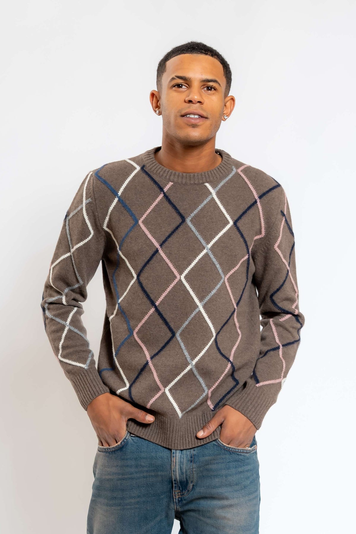 Maglione Song con Rombi Marrone