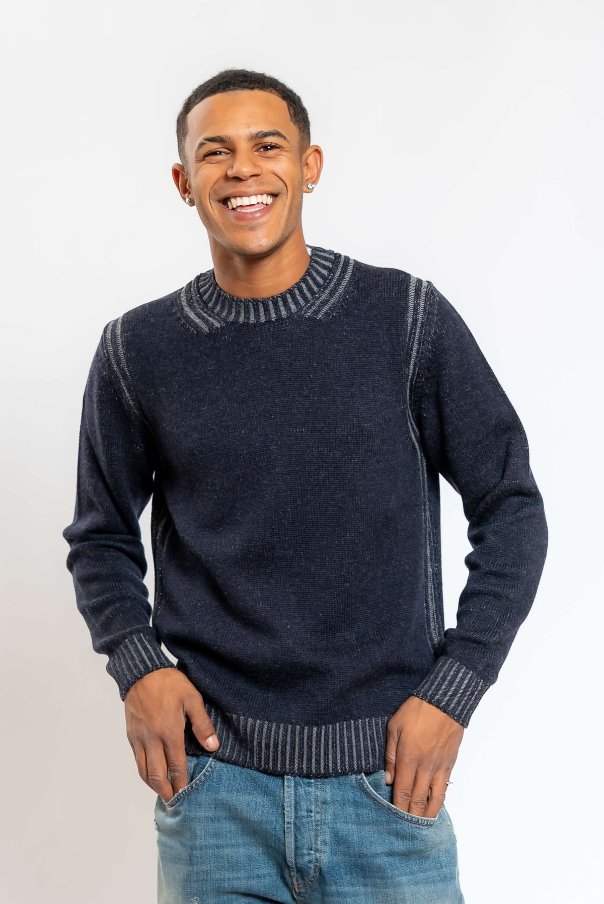 Maglione a Girocollo in Lana Blu