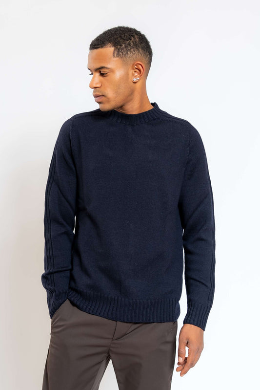 Maglione in Lana Blu con Lavorazione
