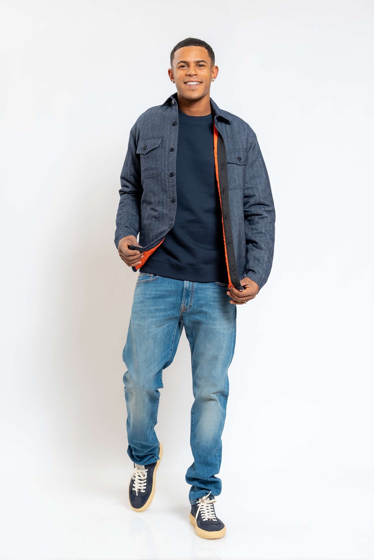 Overshirt in Lana Blu Spinata