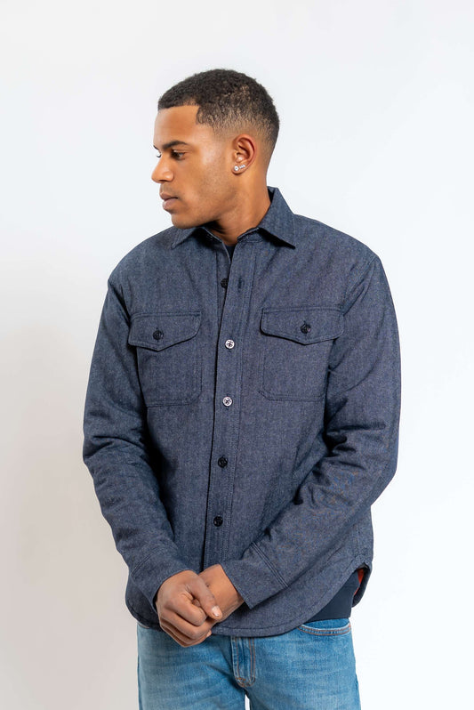 Overshirt in Lana Blu Spinata