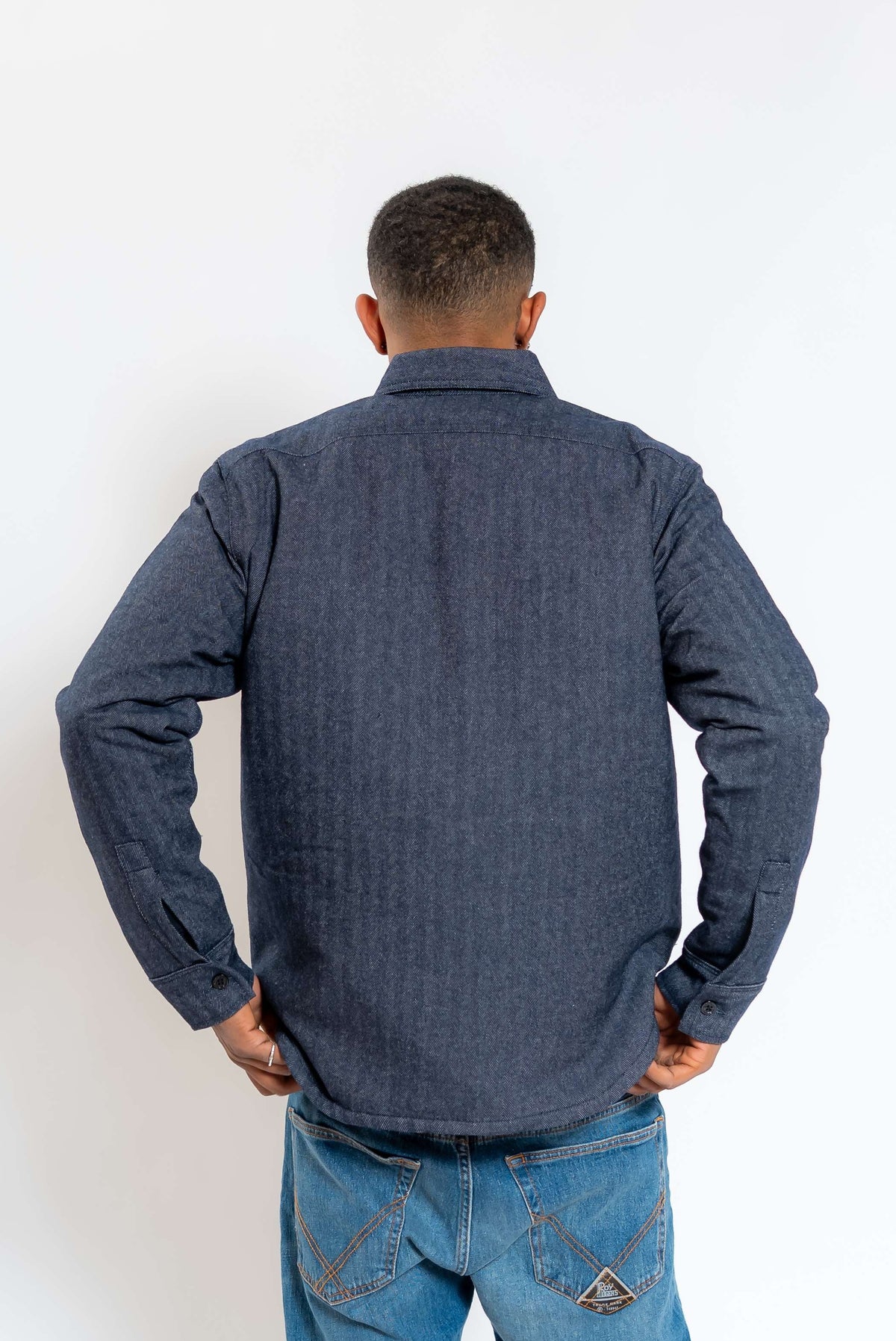Overshirt in Lana Blu Spinata