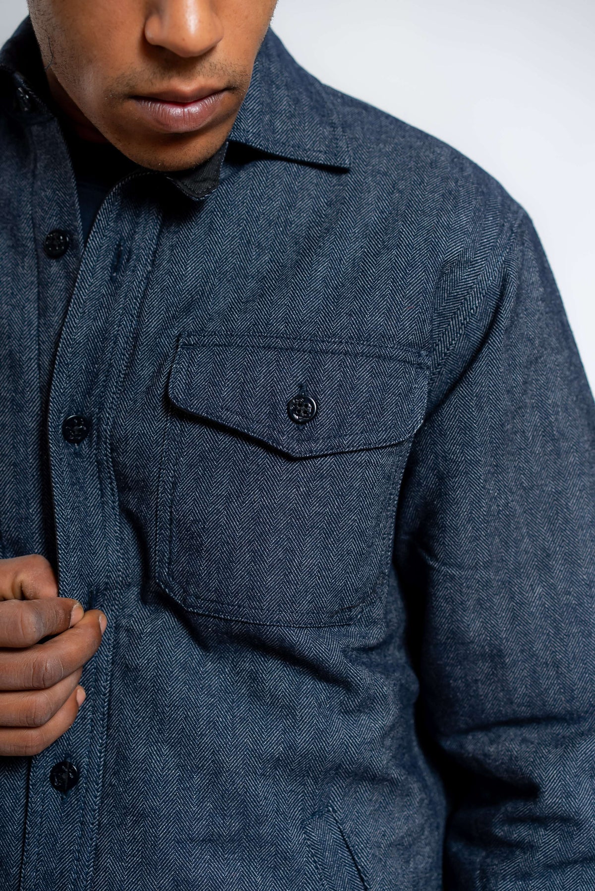 Overshirt in Lana Blu Spinata