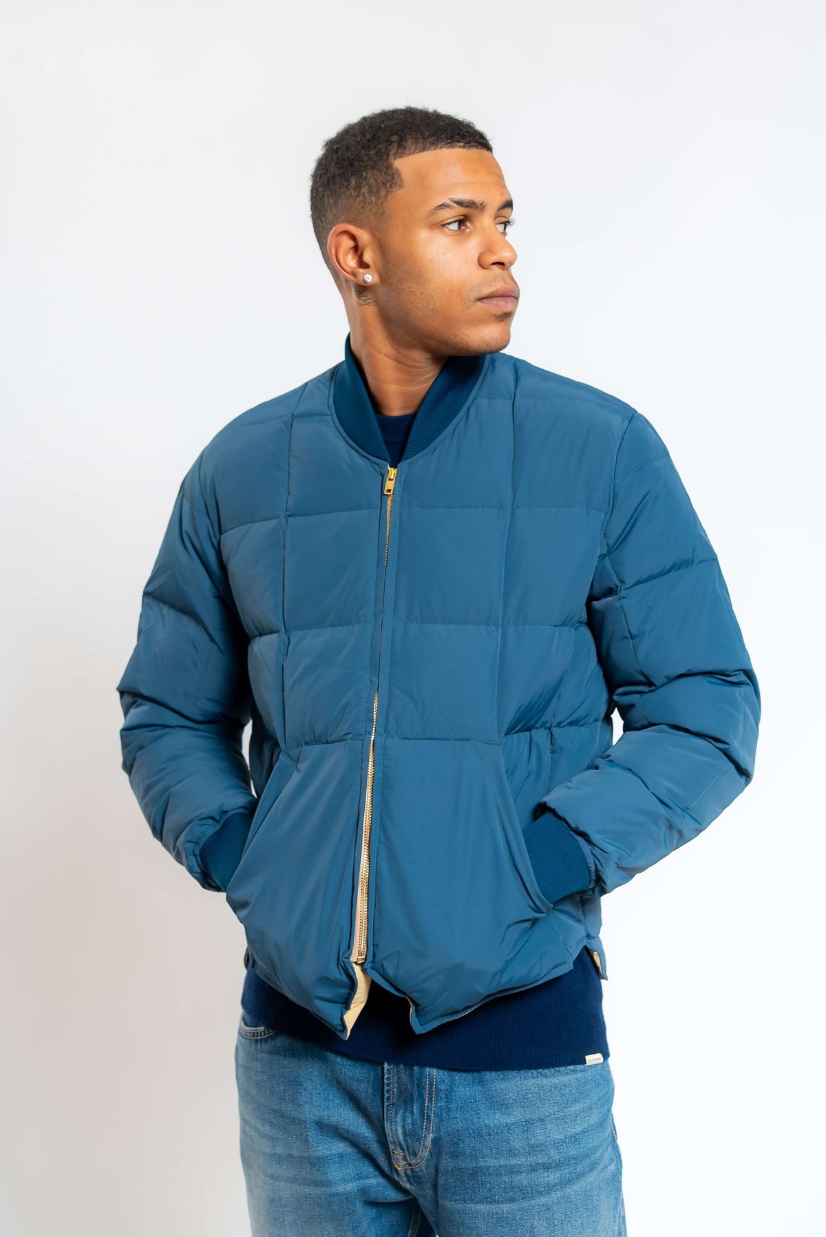 Giubbino Lumberjack Blu in Piuma d'Oca